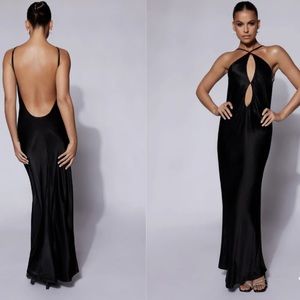 Meshki Satin Lucia Maxi Dress black small